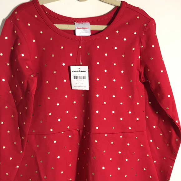NWT Hanna Andersson size 5 Skater Dress red with gold polka dots long sleeve - Picture 8 of 10